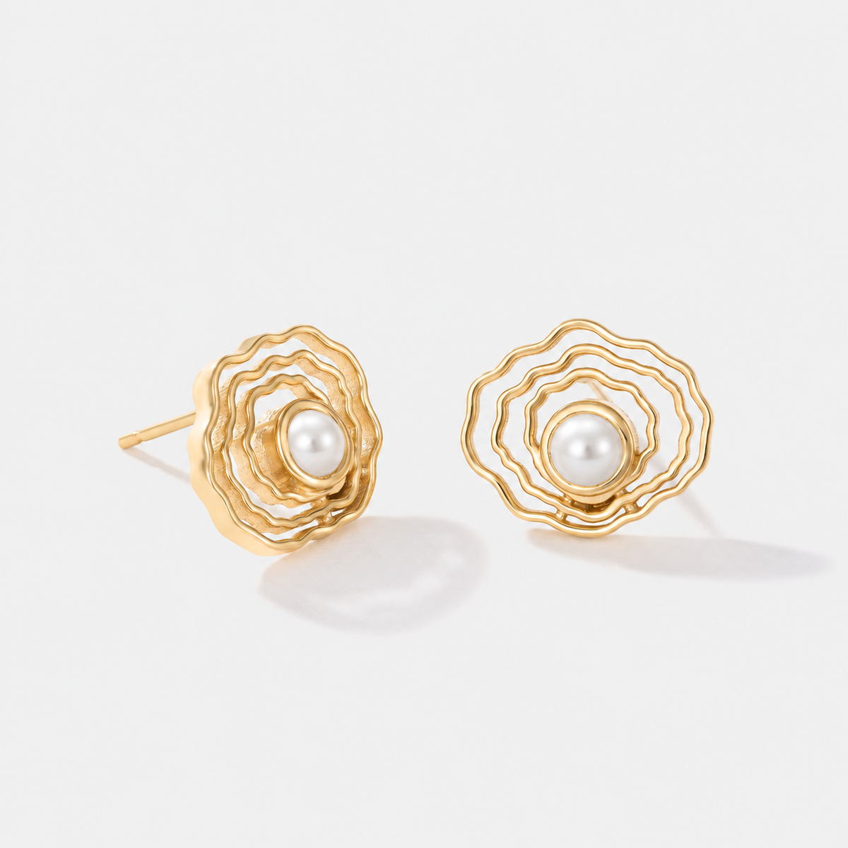 14K Gold Oyster pearl earrings