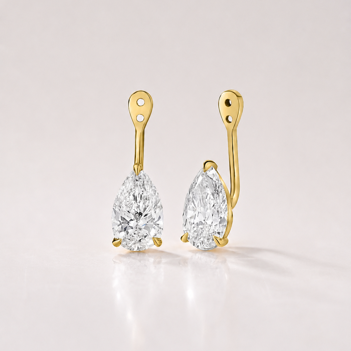pear-shaped lab-grown diamond earring jackets in 14k white gold