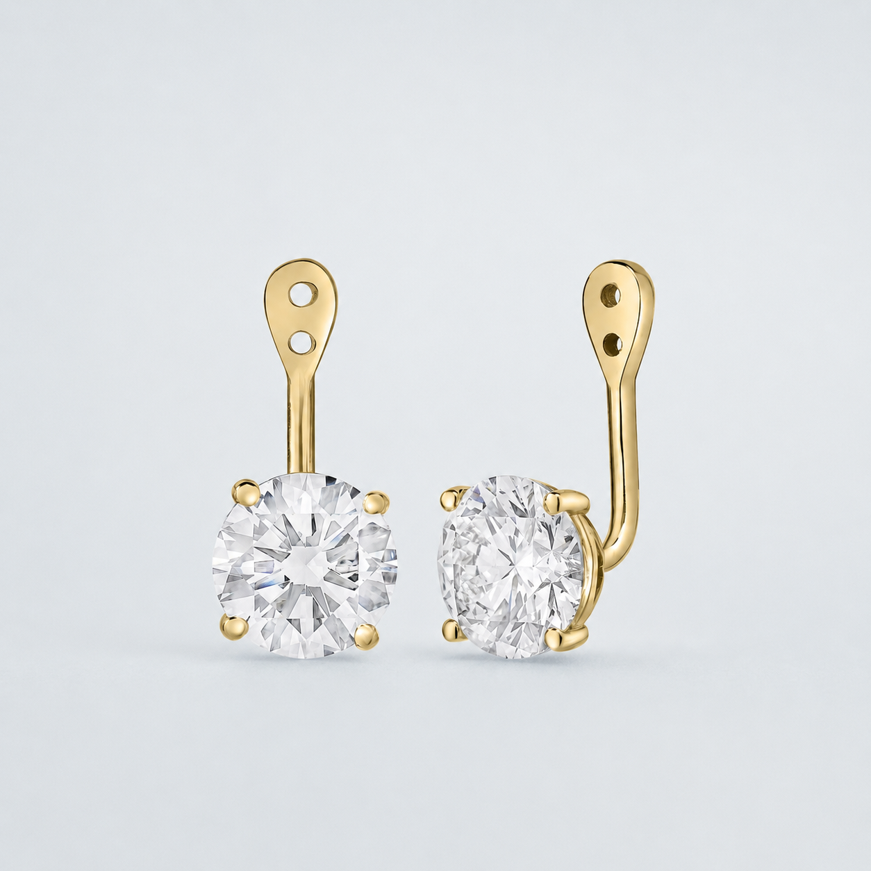round lab-grown diamond earring jackets in 14k yellow gold