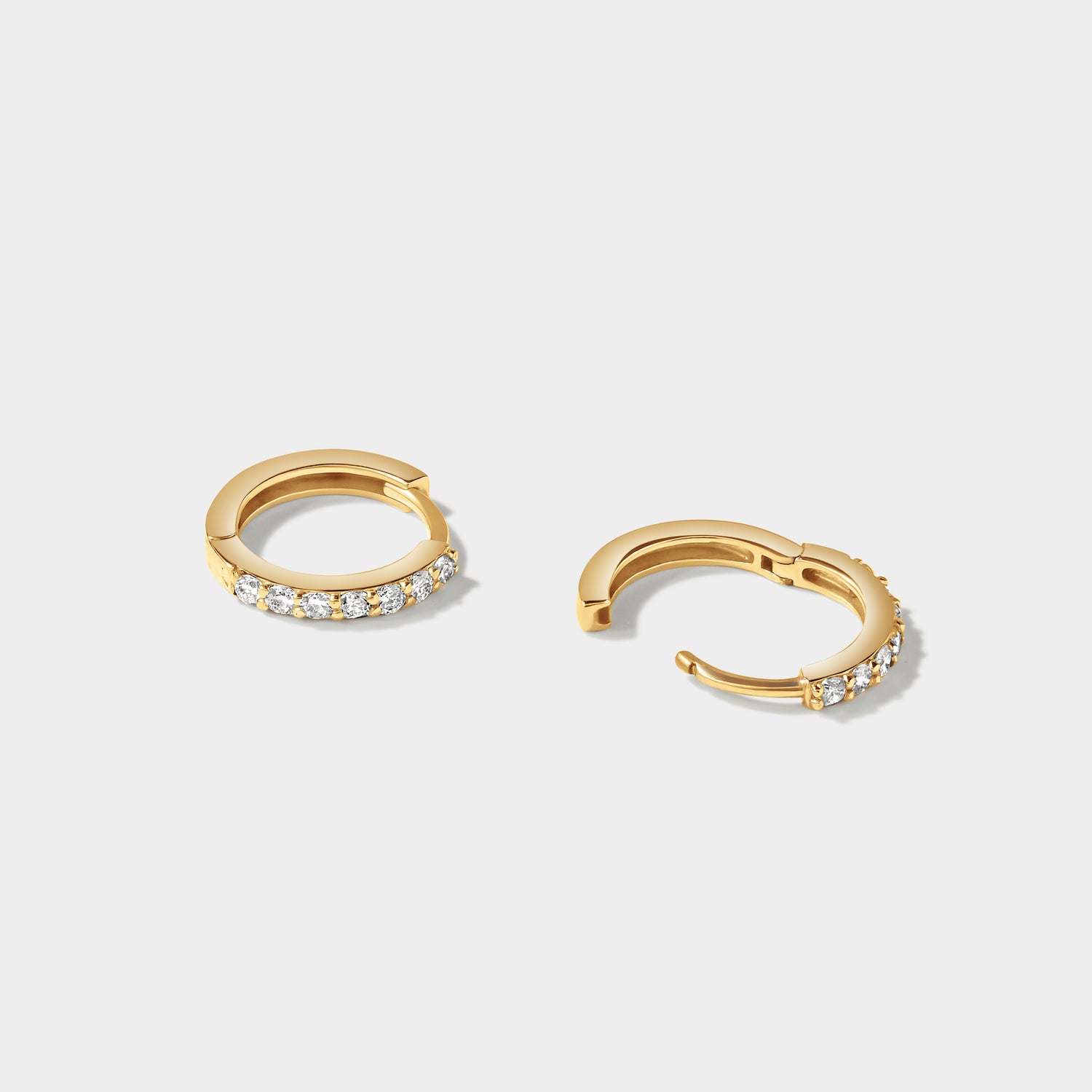 High Tide Huggie Hoop Earrings |  14k Yellow Gold with Lab Grown Diamonds