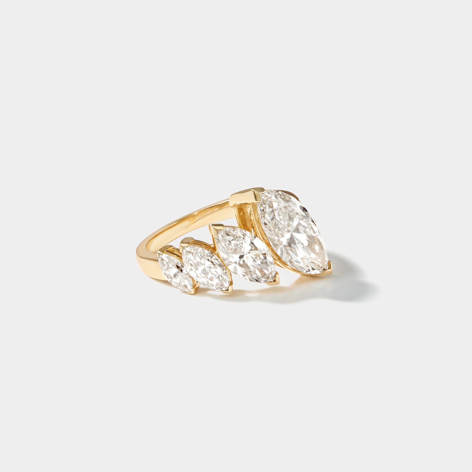 Ascending marquise lab grown diamond engagement ring in 14k gold