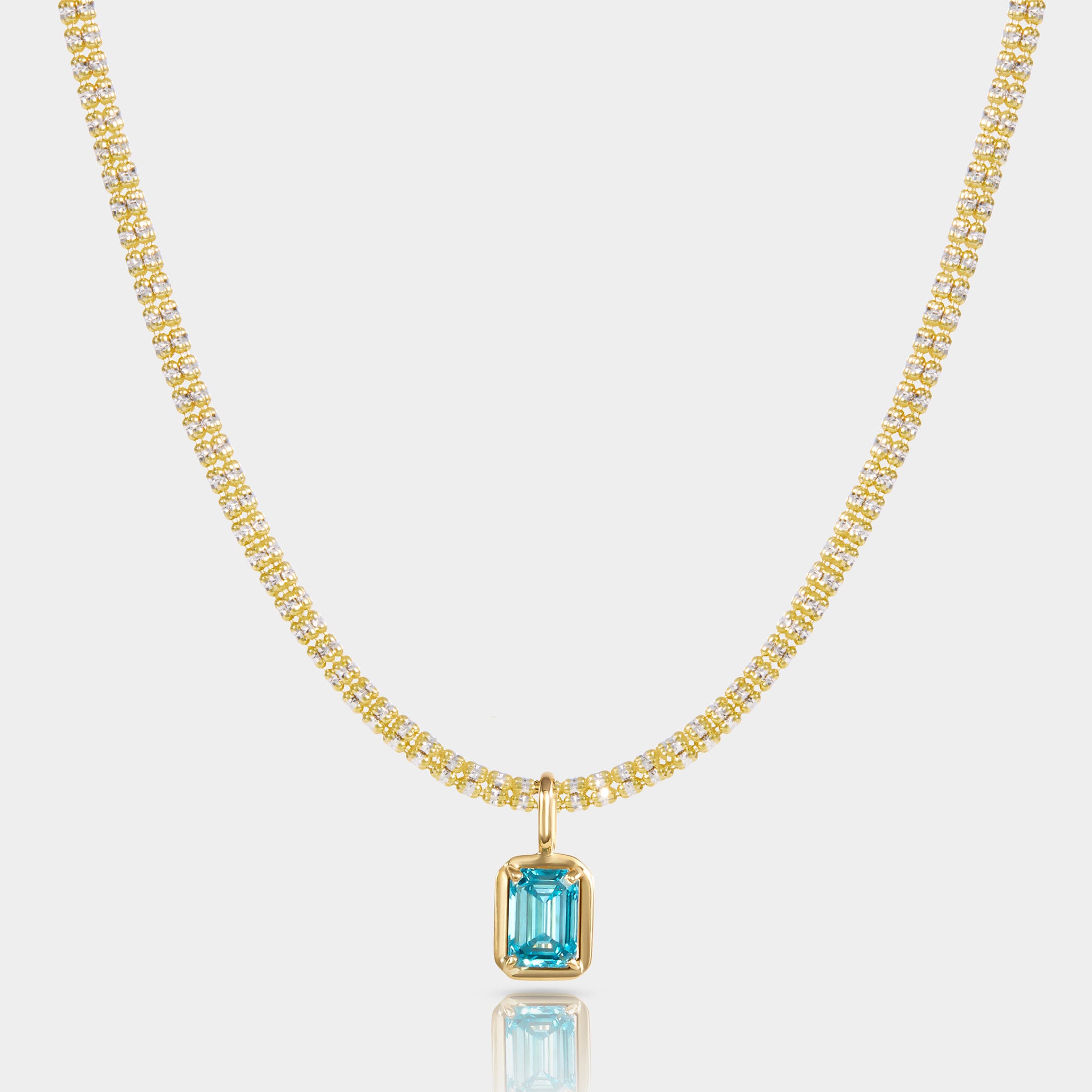 Atlantic Blue Diamond Pendant – Emerald Cut, Lab-Grown, 14k Gold
