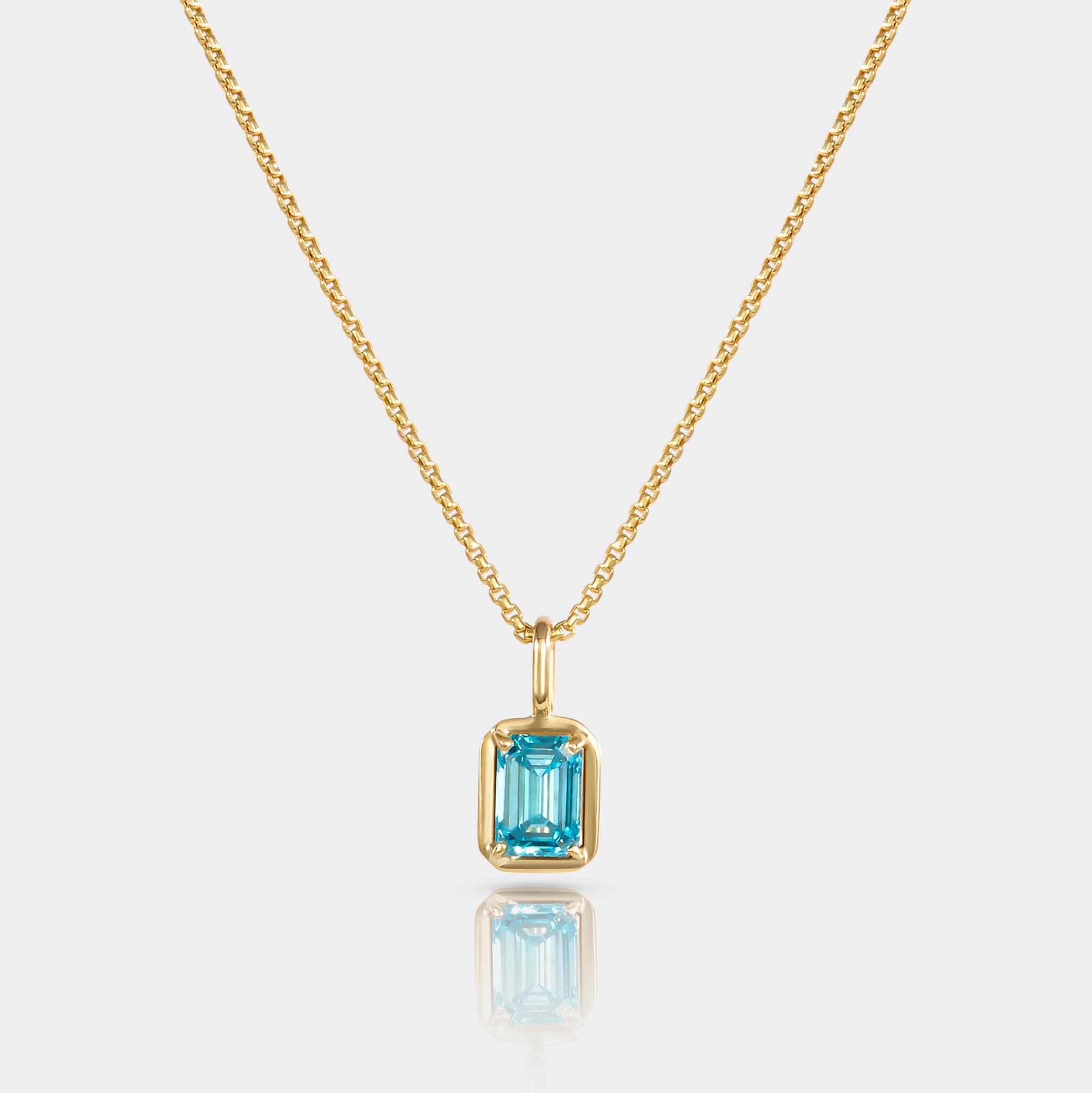 Lab blue diamond pendant on a chain