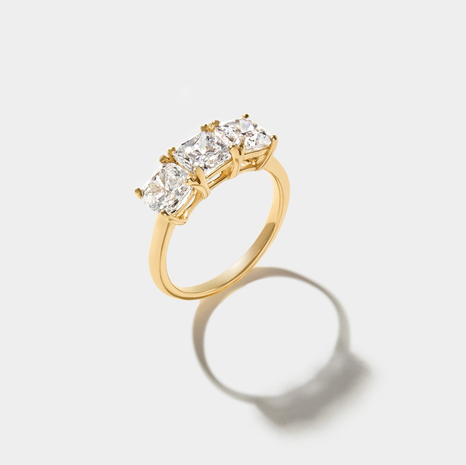 3-Stone Diamond Anniversary Ring in Yellow Gold