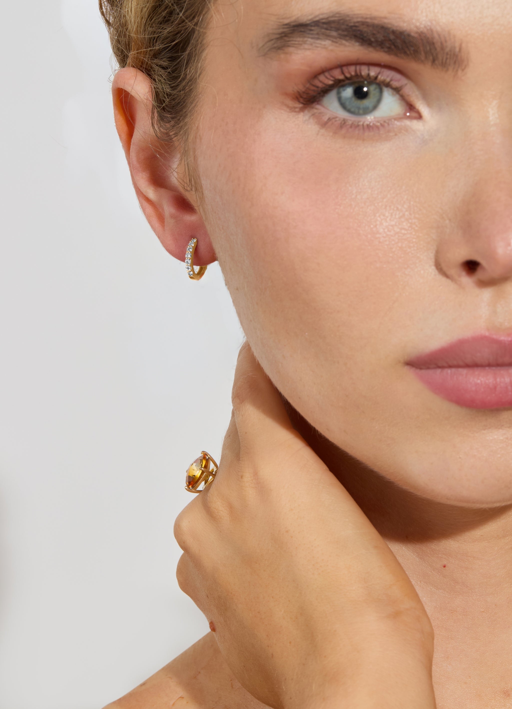 High Tide Huggie Hoop Earrings | 14k Yellow Gold with Lab Grown Diamonds