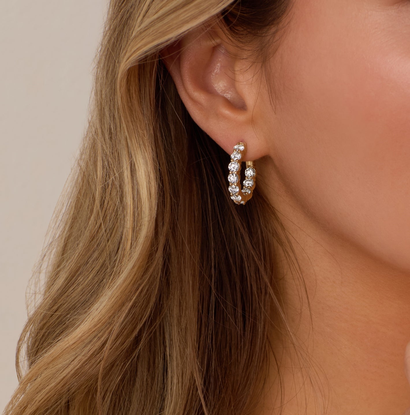 Cairn | 3 Carat Diamond Inside Outside Hoop Earrings