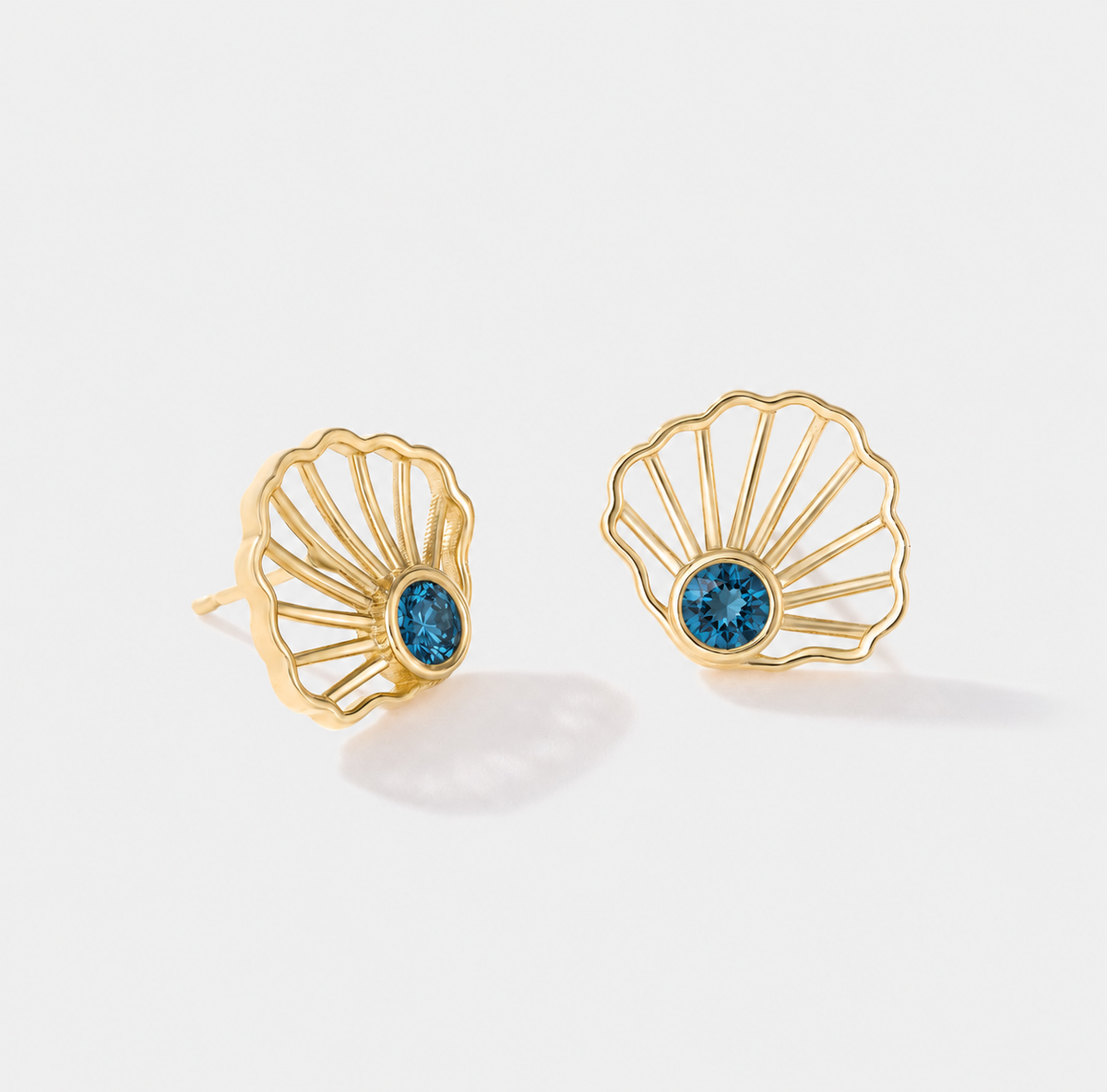 Bayside Scallop London Blue Topaz Studs