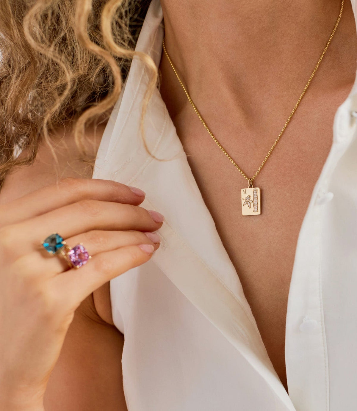 Mahjong Charm on a model