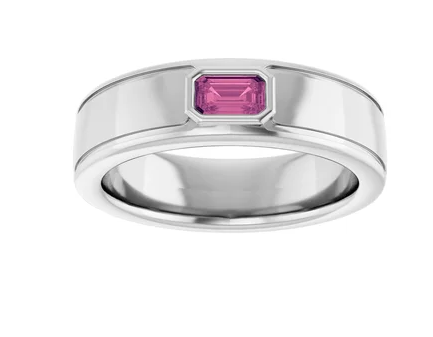 Men’s Custom 14K White Gold Wedding Band with Lab-Grown Pink Diamond | Cove Fine Jewelry 2025