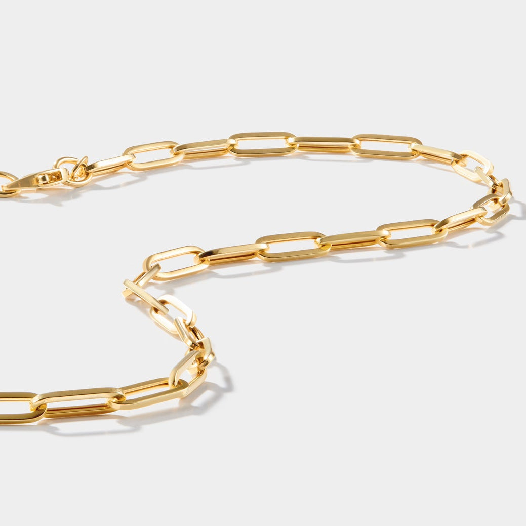 14k Gold Paperclip Necklace