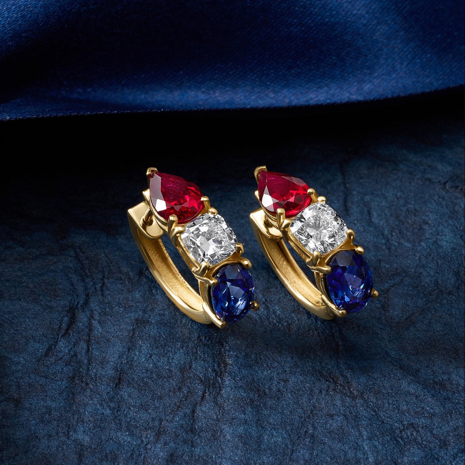 Official America250™ Diamond earrings in solid 14k gold with diamond accents, celebrating America&