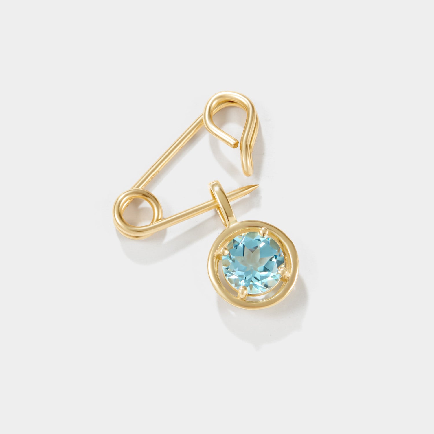 a pin for brides to wear their something blue on their dress and then on a chain
