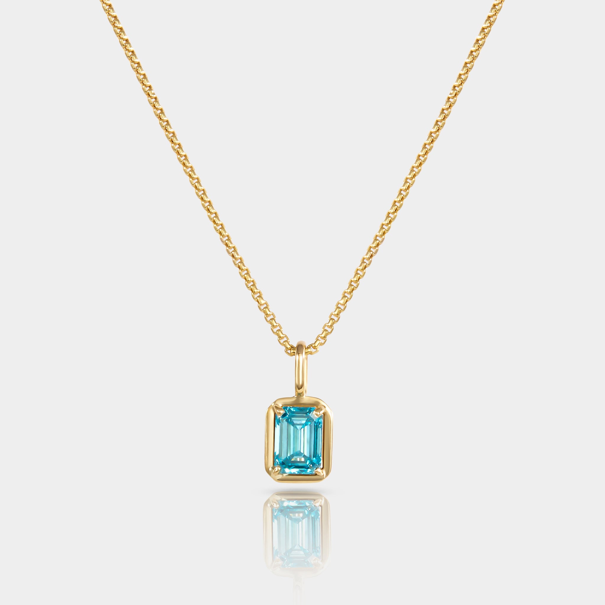 A necklace with a thin box chain.