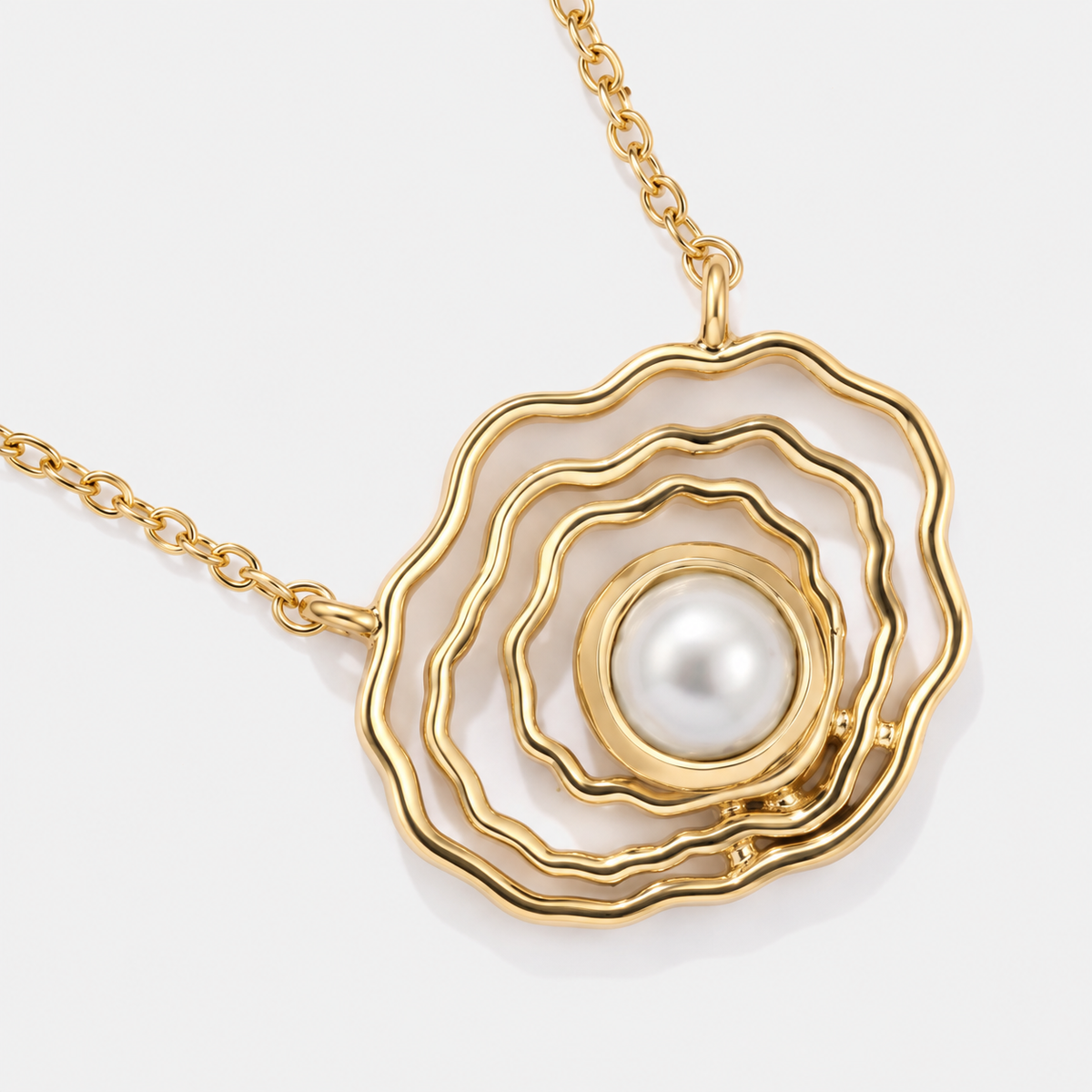 Bayside Oyster Pearl Necklace in solid 14k gold, front product view