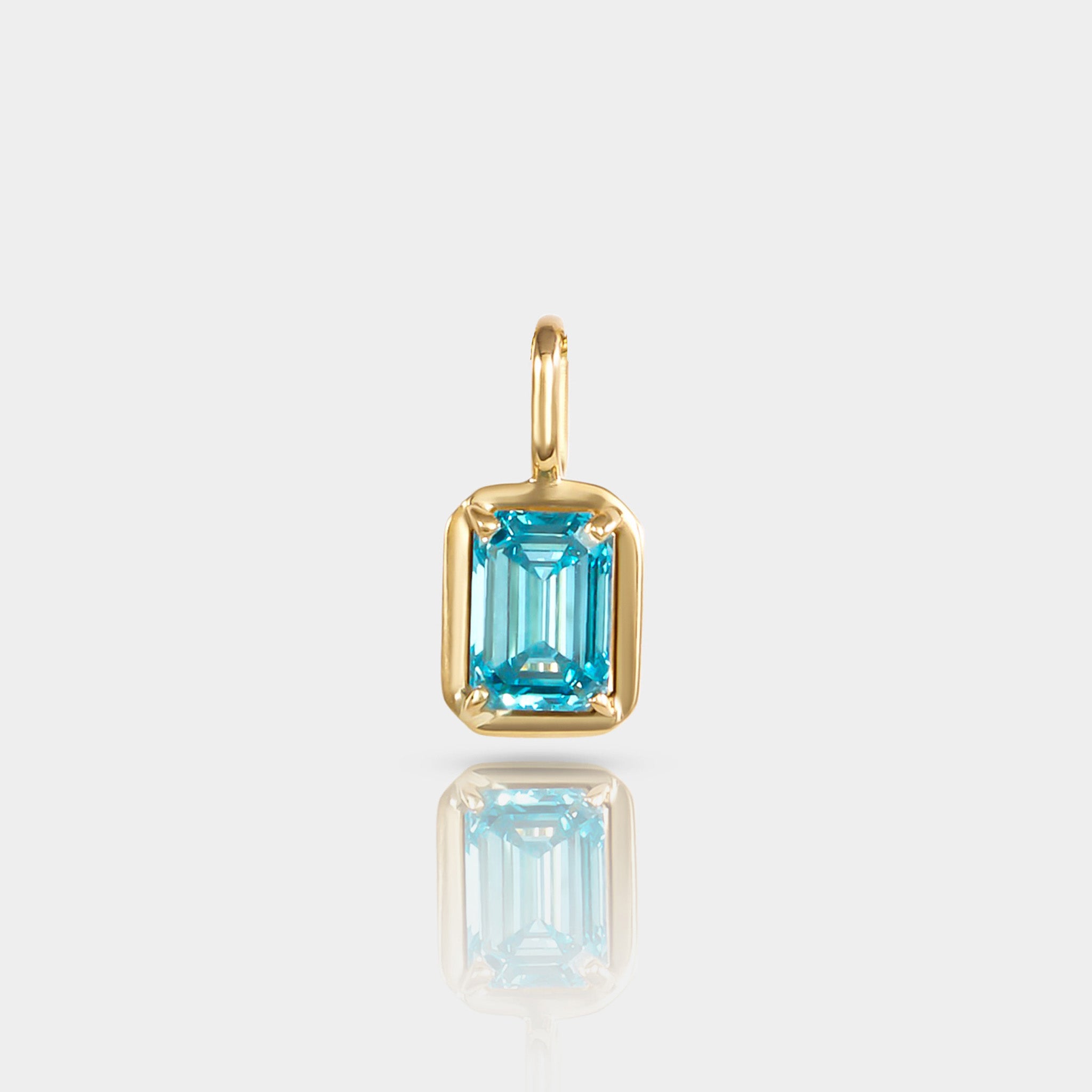 Atlantic Blue Diamond Pendant – Emerald Cut, Lab-Grown, 14k Gold