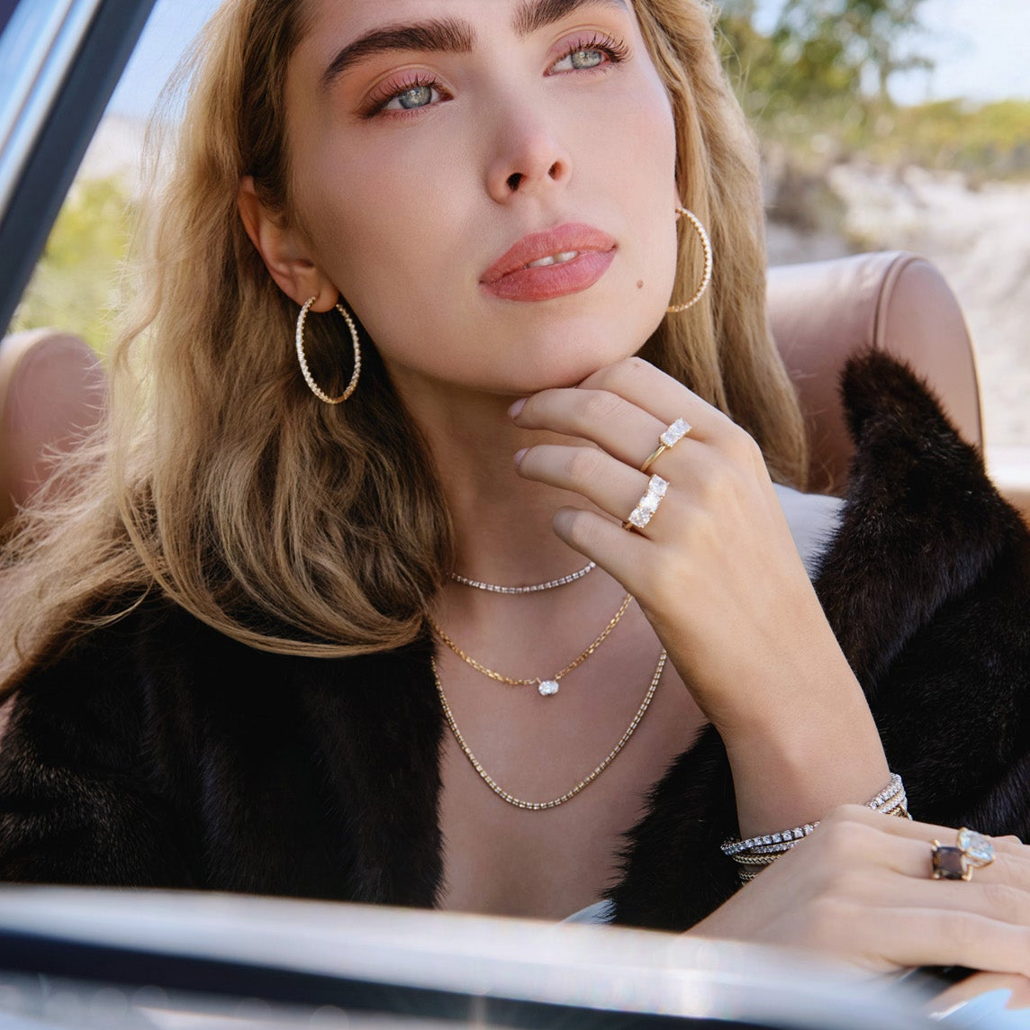 Lab-grown diamond hoops with inside and outside sparkle