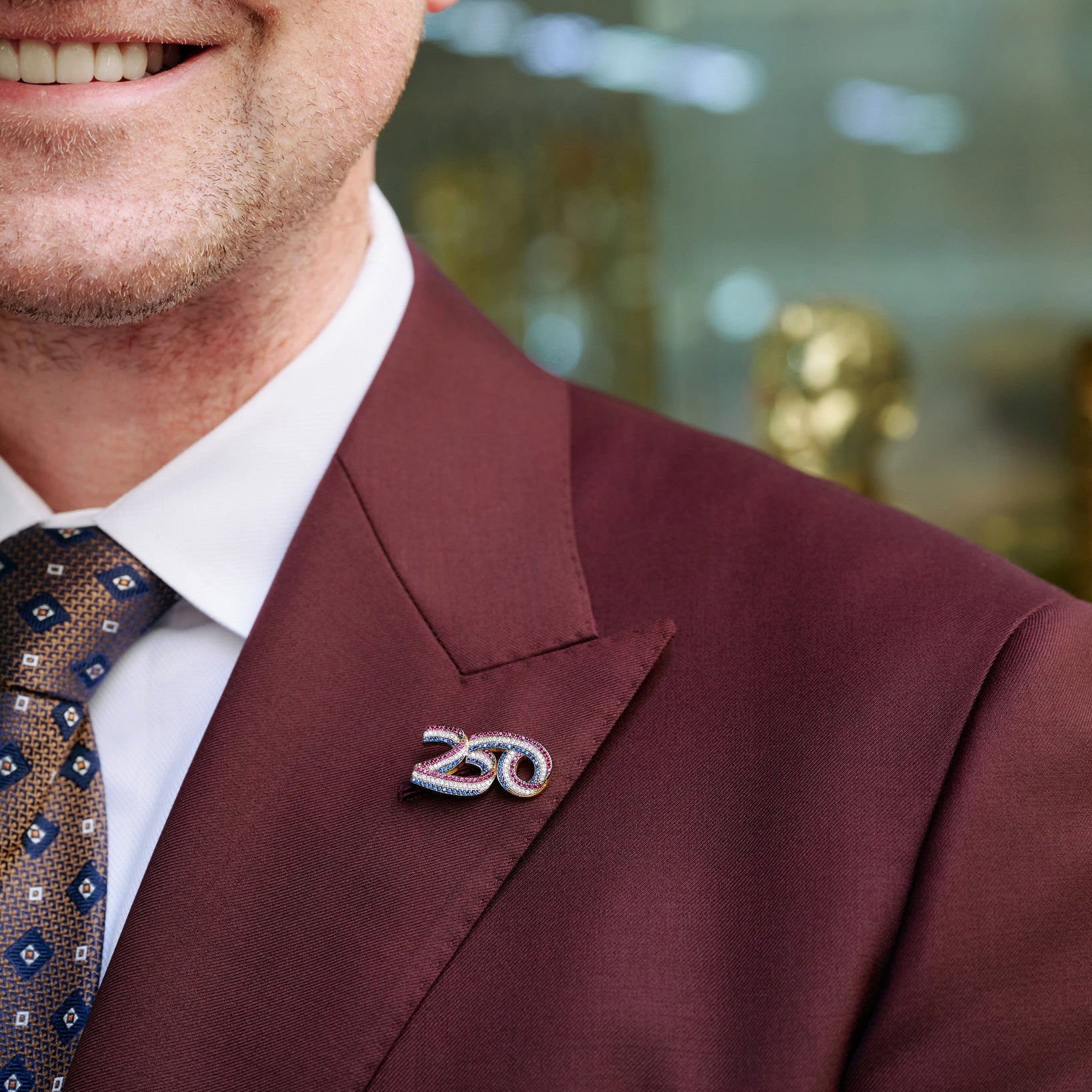 Official America250™ Diamond Lapel Pin in solid 14k gold featuring diamond accents, a limited-edition commemorative piece celebrating America&