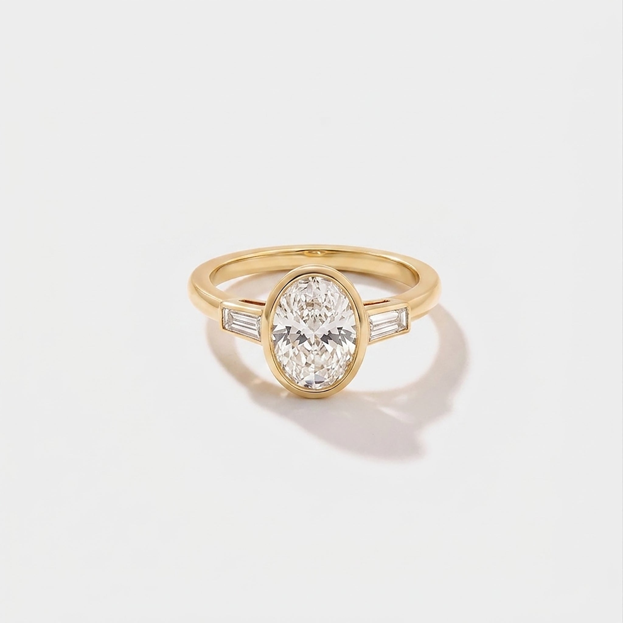 Bezel Baguette Lab Grown Diamond Engagement Ring