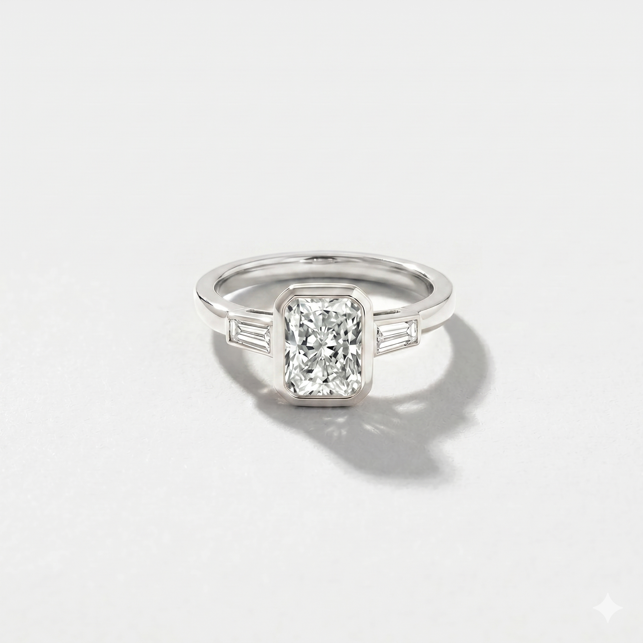 Bezel Baguette Lab Grown Diamond Engagement Ring