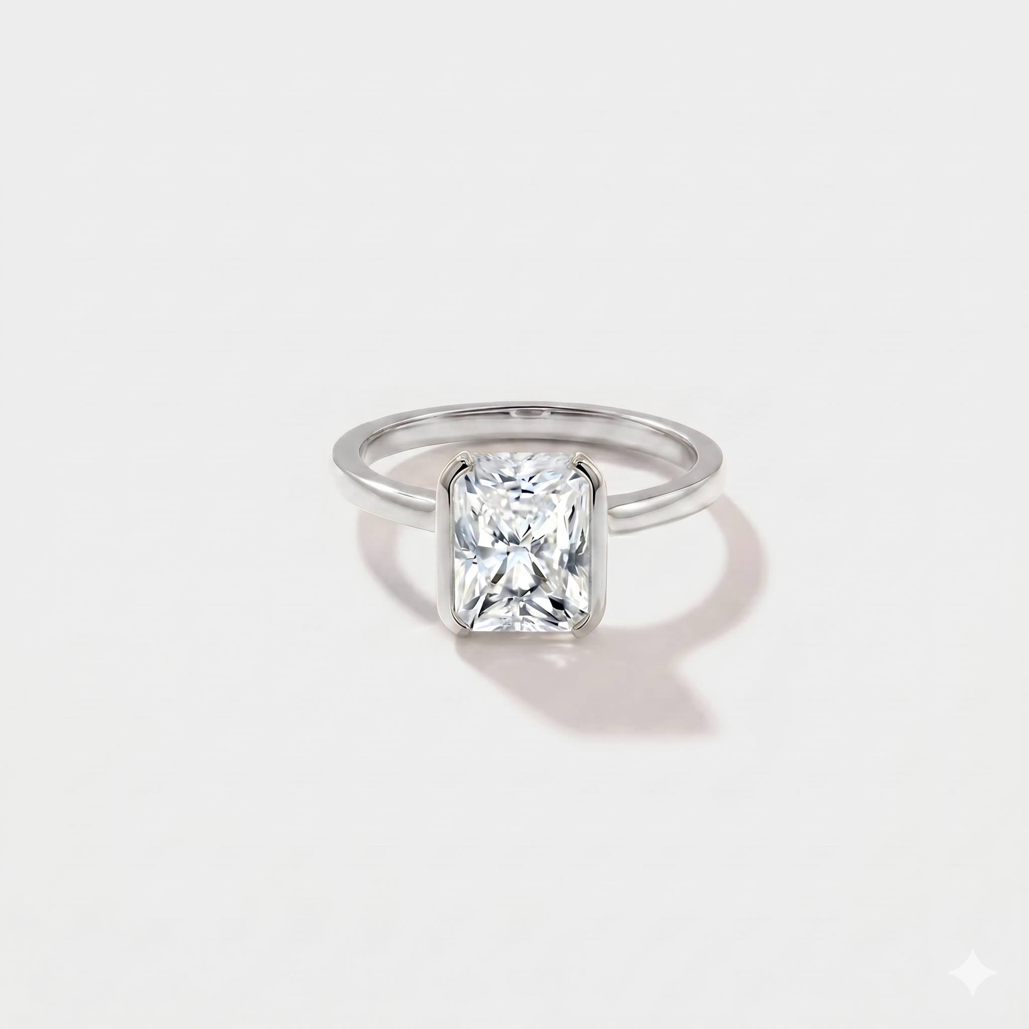 Half Bezel Lab Grown Diamond Engagement Ring