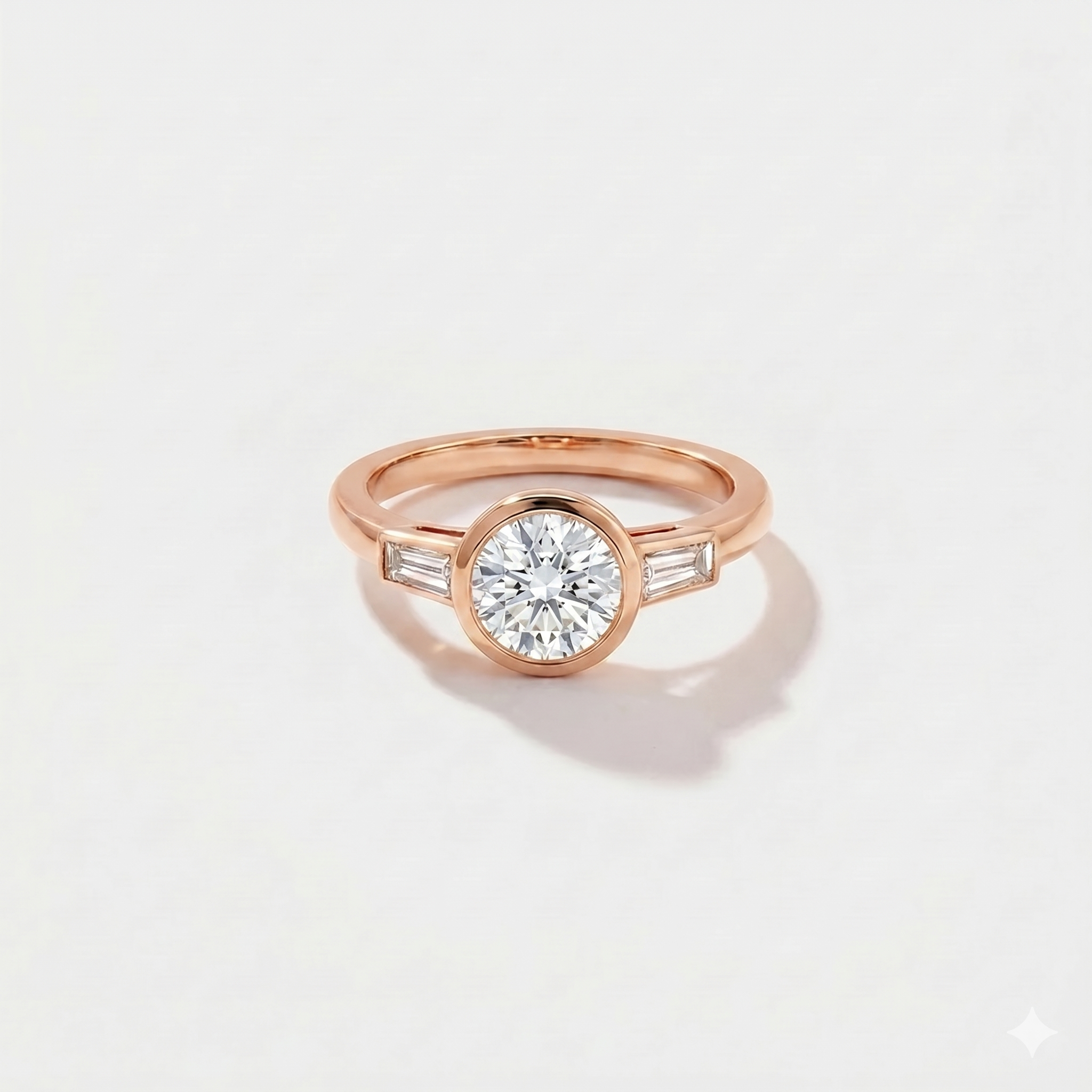 Bezel Baguette Lab Grown Diamond Engagement Ring