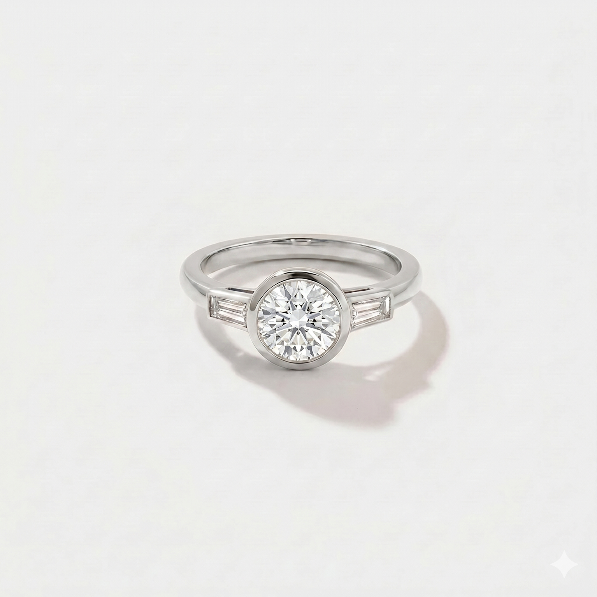 Bezel Baguette Lab Grown Diamond Engagement Ring