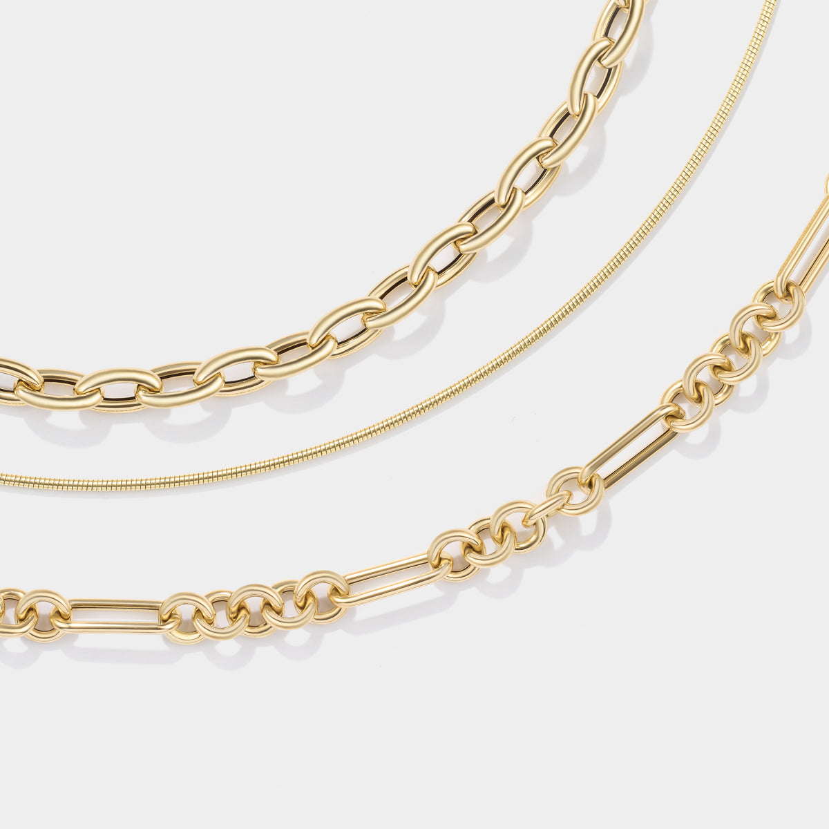 14k Gold Oval Rolo Charm Necklace with Pear-Shaped Clasp Charm Lock Rolo Chain