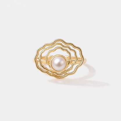 Front view of 14k Gold Oyster ring