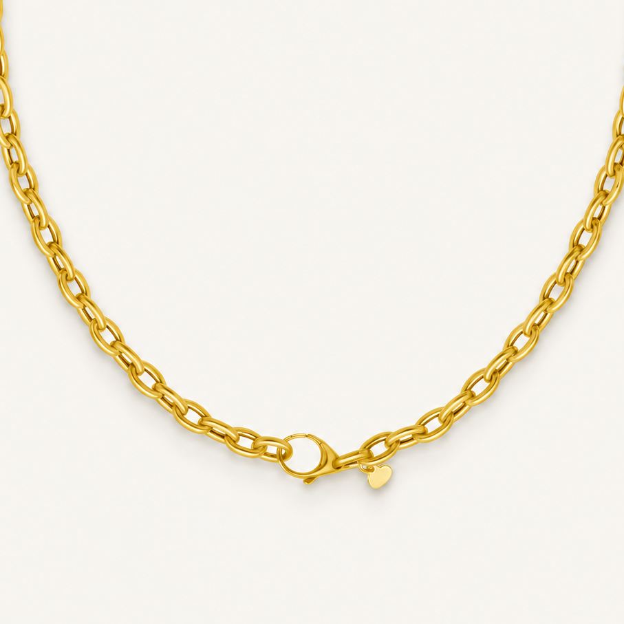 14k gold charm holder necklace with 5.1mm polished oval links