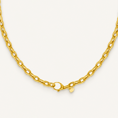 14k gold charm holder necklace with 5.1mm polished oval links