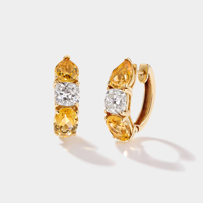 Watch Hill Citrine &amp; Diamond Three-Stone Hoops