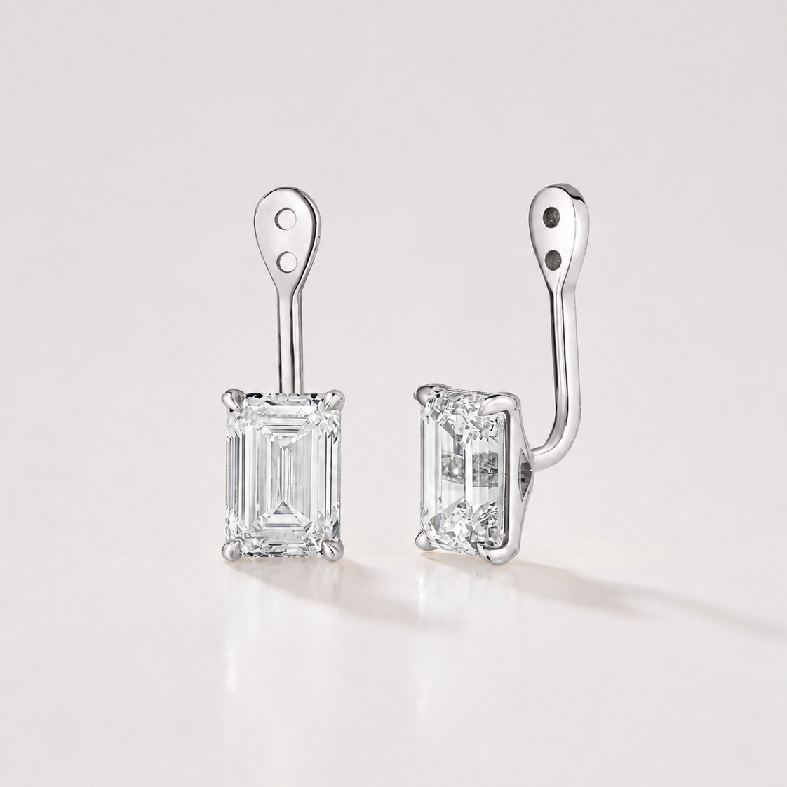 emerald-cut lab-grown diamond earring jackets in 14k white gold