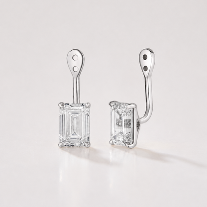 emerald-cut lab-grown diamond earring jackets in 14k white gold