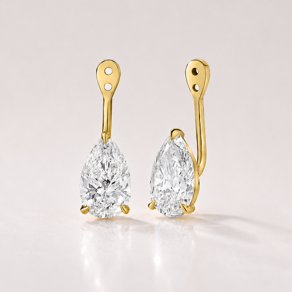 pear-shaped lab-grown diamond earring jackets in 14k white gold