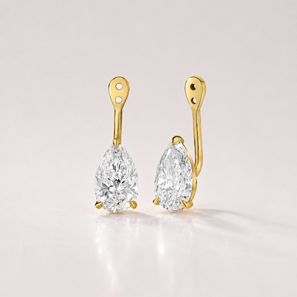 pear-shaped lab-grown diamond earring jackets in 14k white gold