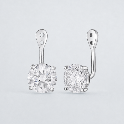 4 carat total weight round lab-grown diamond earring jackets in 14k white gold