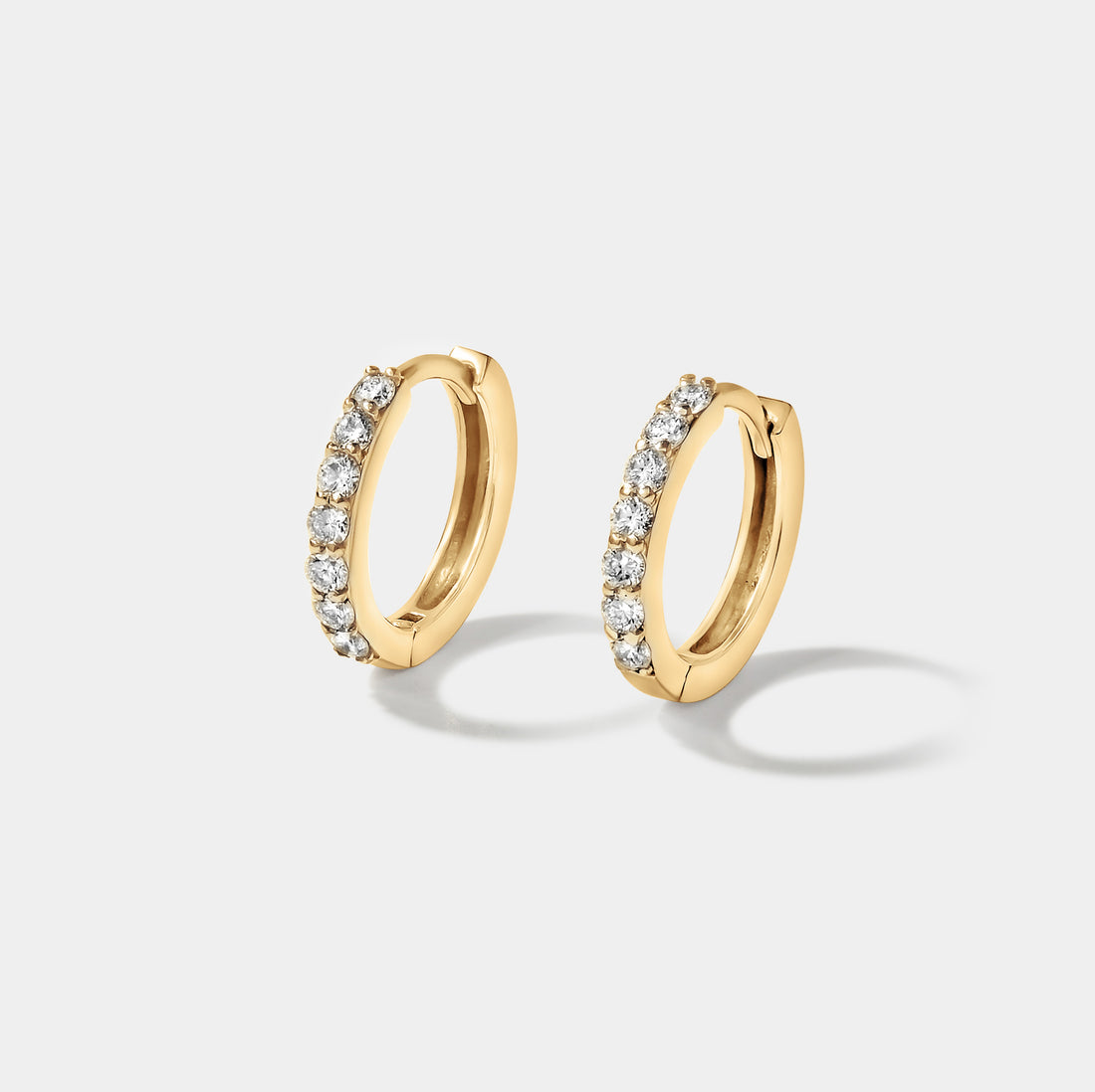 High Tide Diamond Huggie Hoops Earrings Yellow Gold