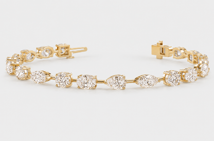 8 carat lab-grown diamond tennis bracelet with oval, marquise, pear and round diamonds in 14k white gold