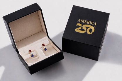 America250™ licensed fine jewelry presented in premium jewelry box celebrating America&