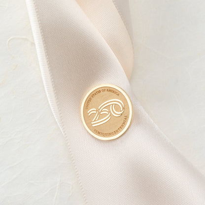 Official America 250 Semiquincentennial commemorative lapel pin in solid 14K gold with diamonds, handcrafted in the USA to celebrate America&