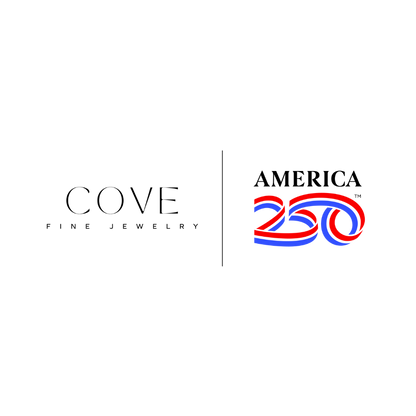 Logo of America250 and Cove Fine Jewelry official Licensee of America250