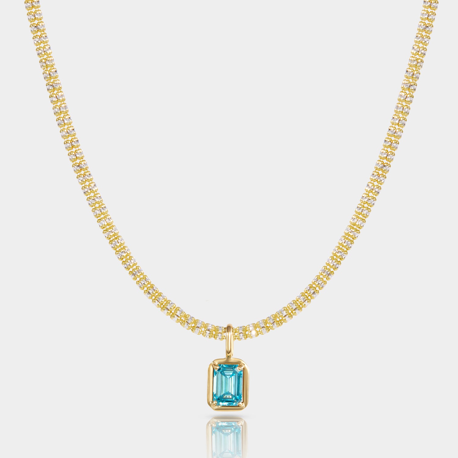 Atlantic Blue Diamond Pendant – Emerald Cut, Lab-Grown, 14k Gold