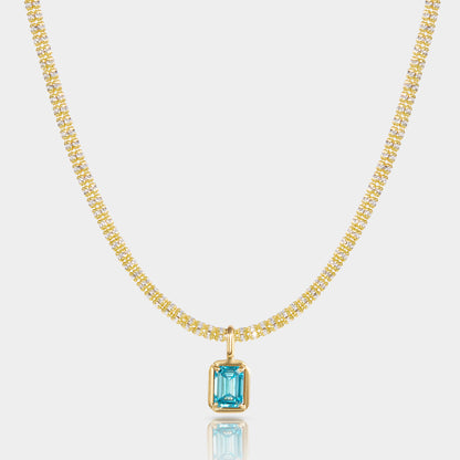 Atlantic Blue Diamond Pendant – Emerald Cut, Lab-Grown, 14k Gold