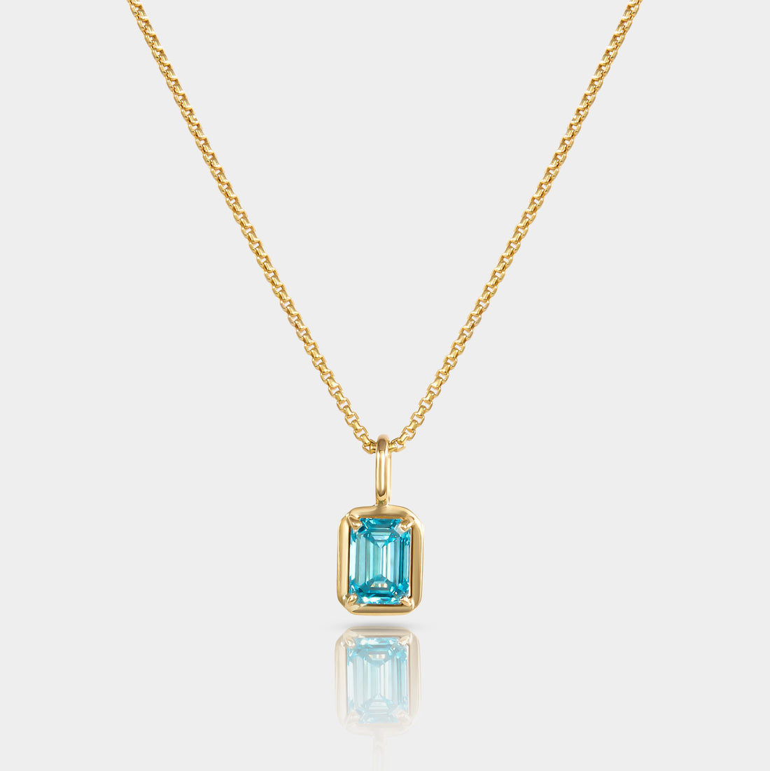 Lab blue diamond pendant on a chain