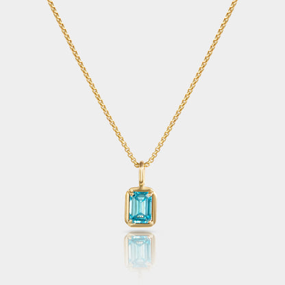 Lab blue diamond pendant on a chain