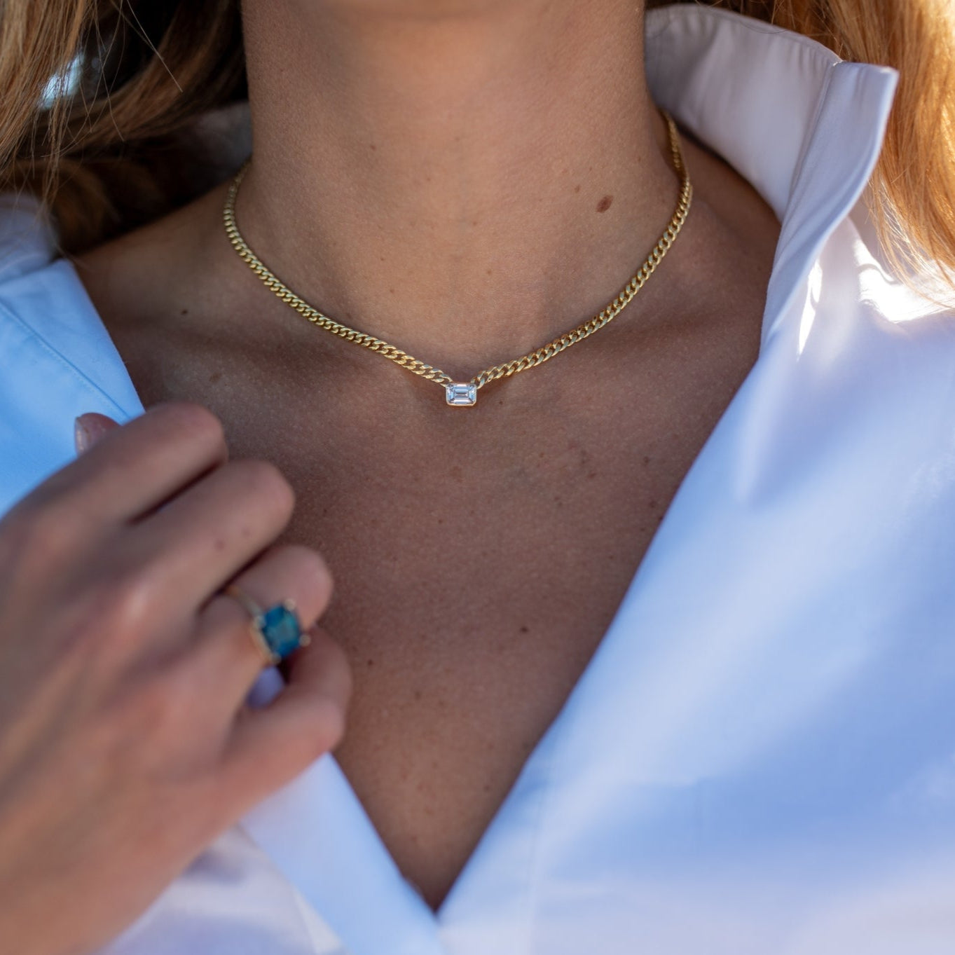 Emerald Cut Diamond Cuban Necklace