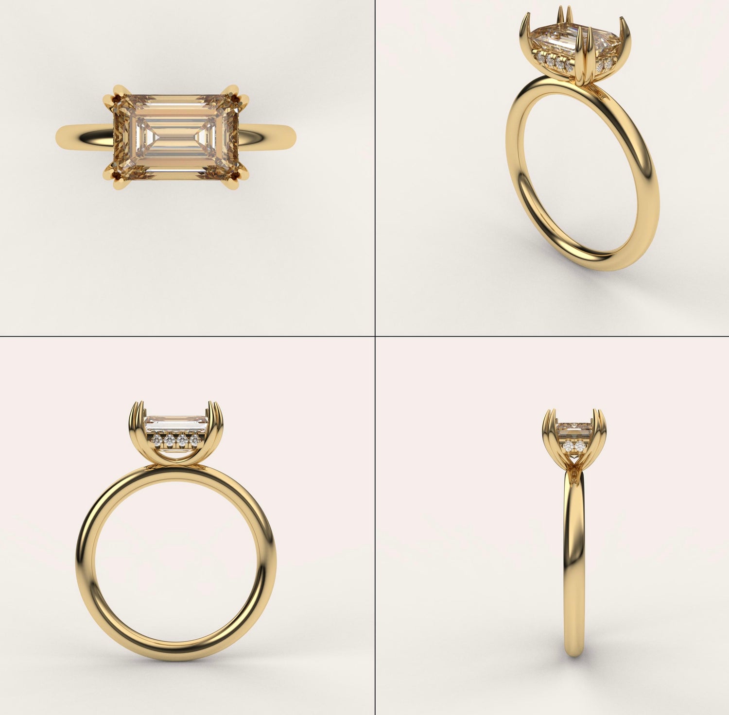 Emerald East-West Diamond Ring