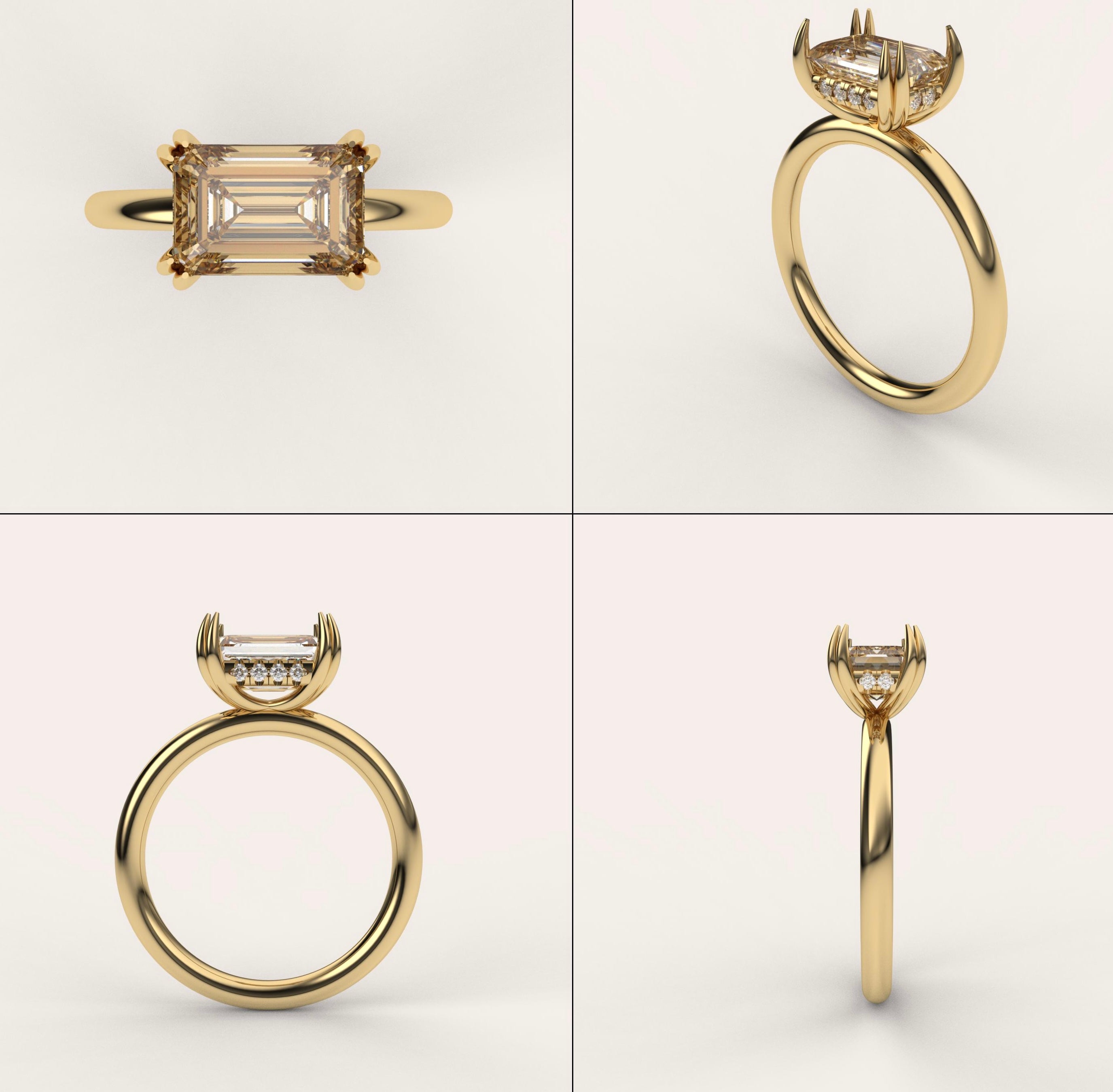 Emerald East-West Diamond Ring