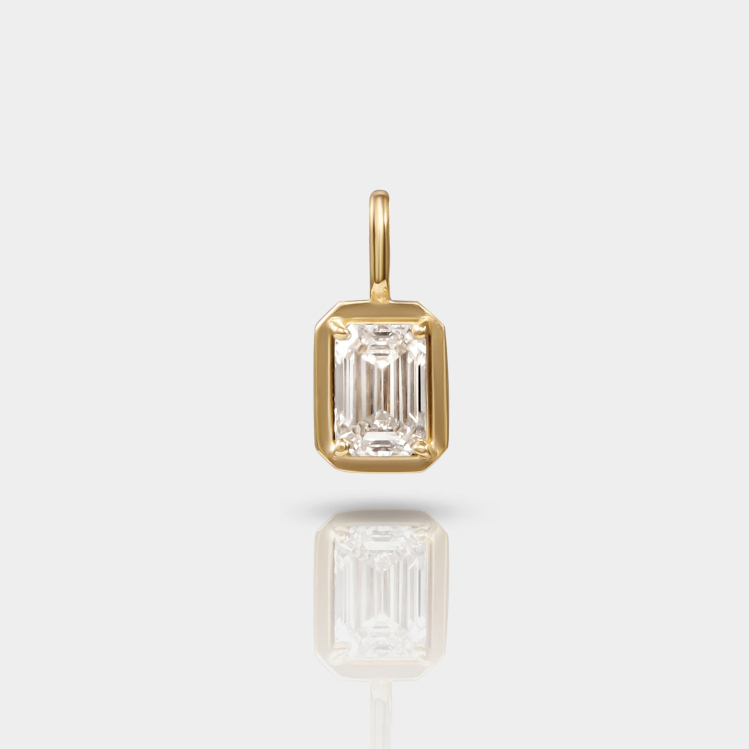 Atlantic Blue Diamond Pendant – Emerald Cut, Lab-Grown, 14k Gold