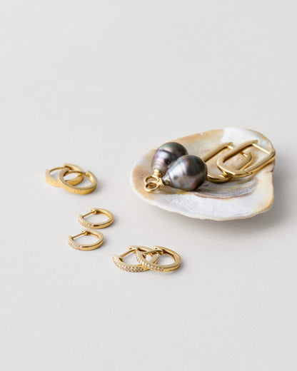 Interchangeable Huggie Hoop Earrings with Pearls  